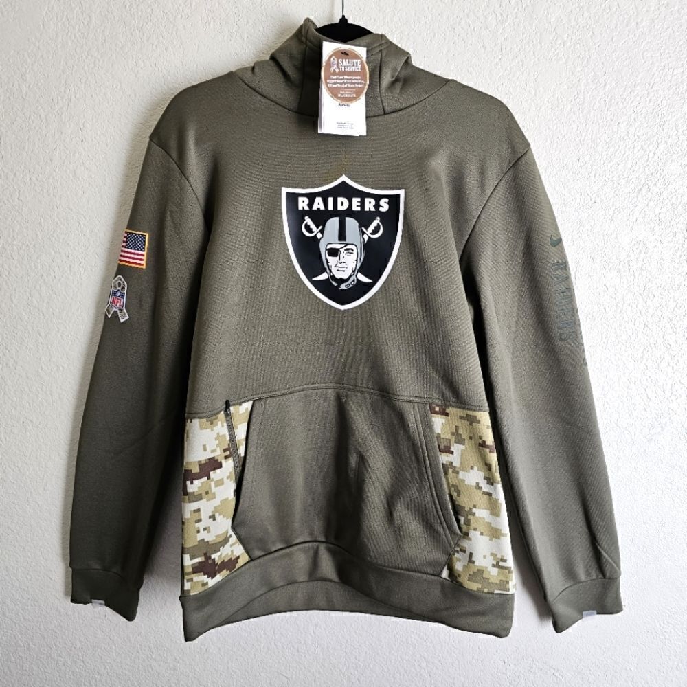 Nike Las Vegas Raiders Hoodie Salute To Service Therma-FIT Youth L Black Green